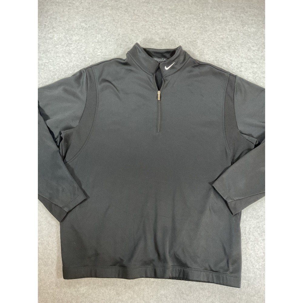 Nike Golf Mens Therma-FIT Quarter Zip Pullover Black Fleece Lined L 2627